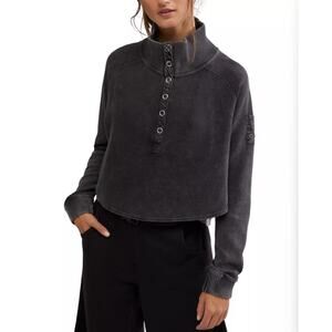 NWT Free People FP Movement Henley Style Oversized Long Sleeve Tee XS $78 MSRP
